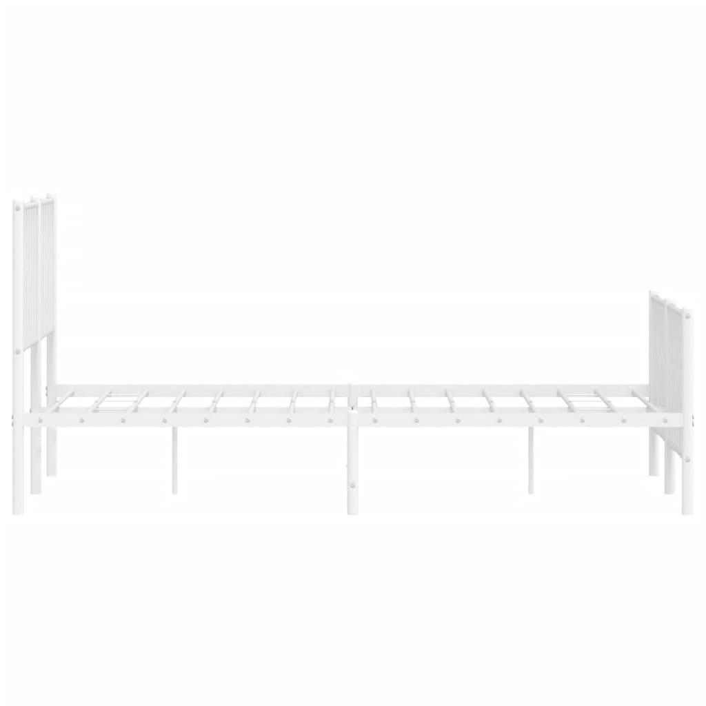 Metal Bed Frame without Mattress with Footboard White 140x200cm