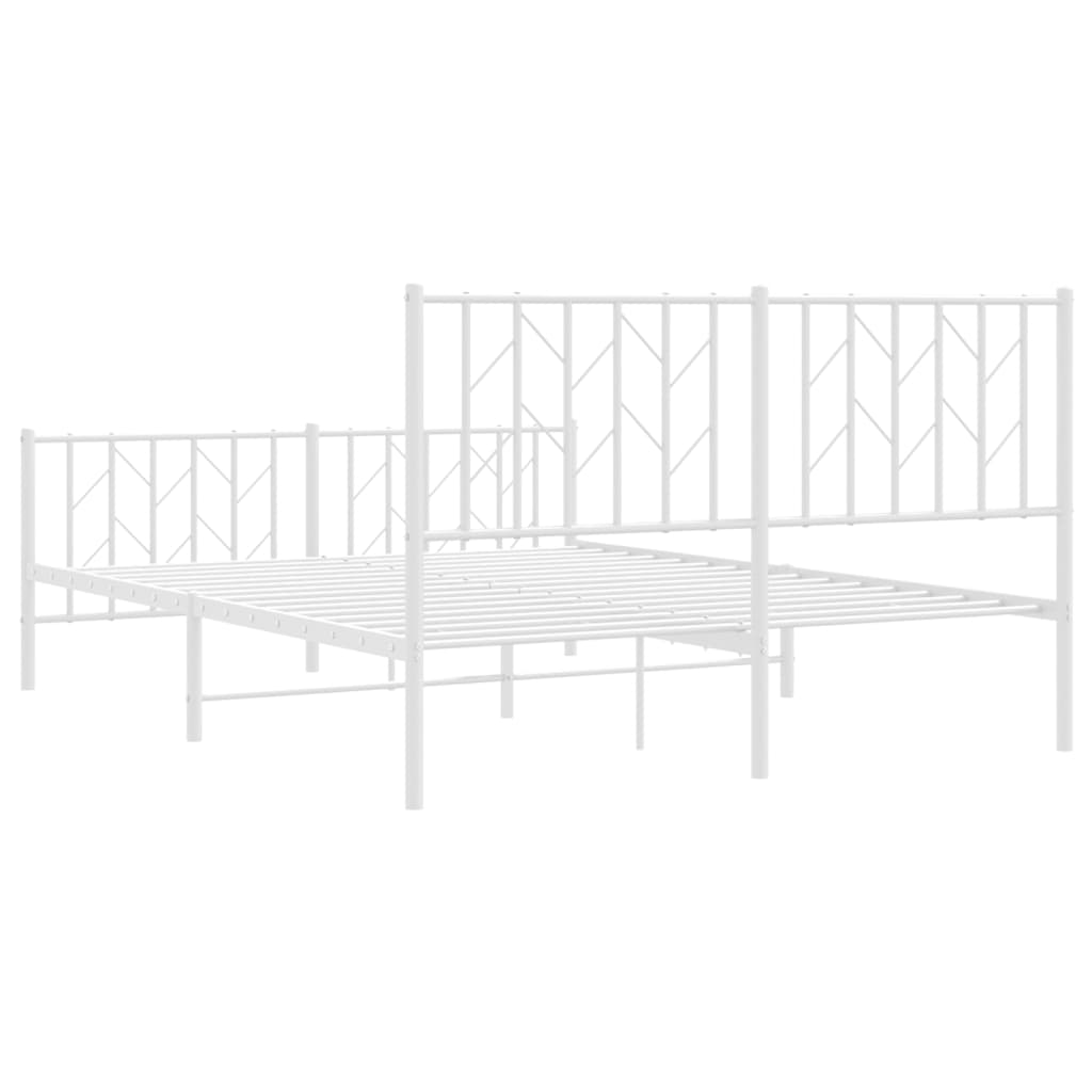Metal Bed Frame without Mattress with Footboard White 140x200cm