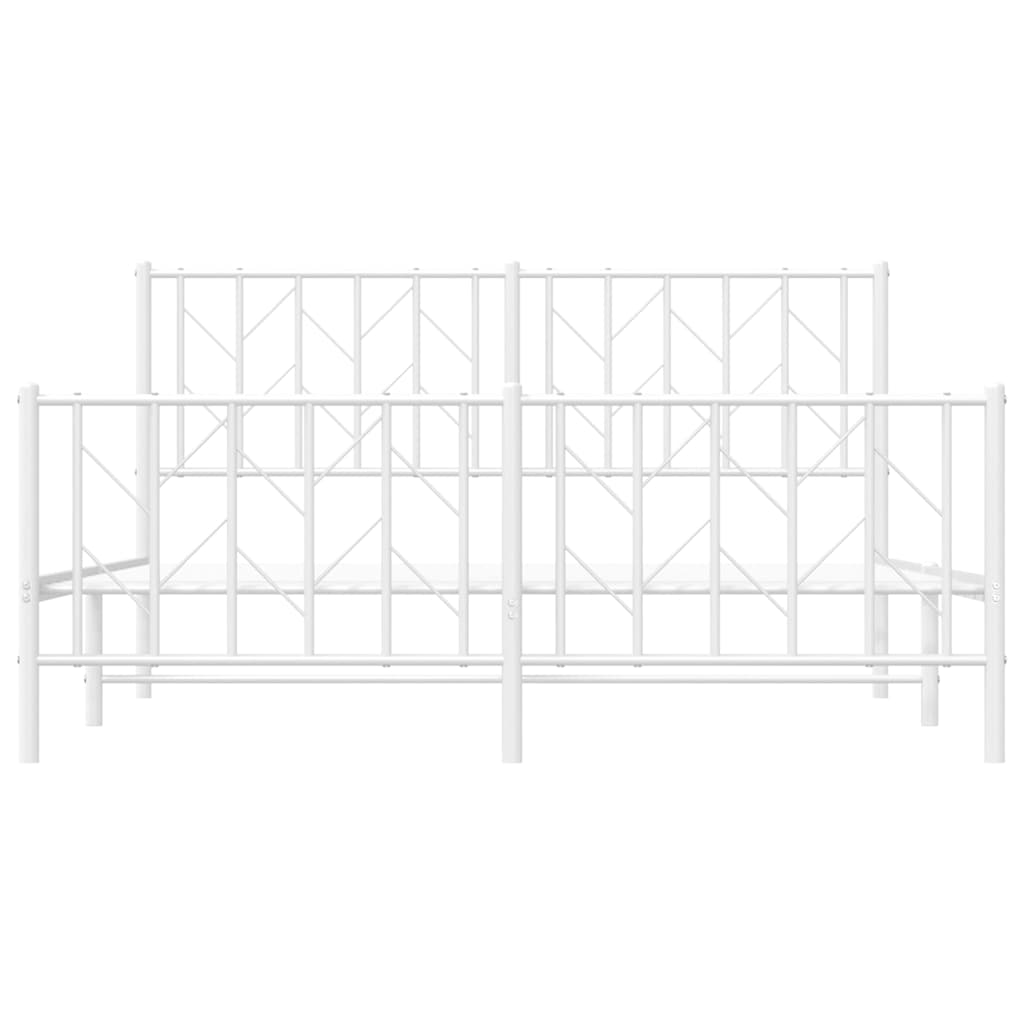 Metal Bed Frame without Mattress with Footboard White 150x200cm