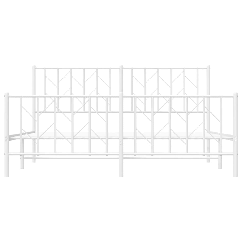 Metal Bed Frame without Mattress with Footboard White 160x200cm