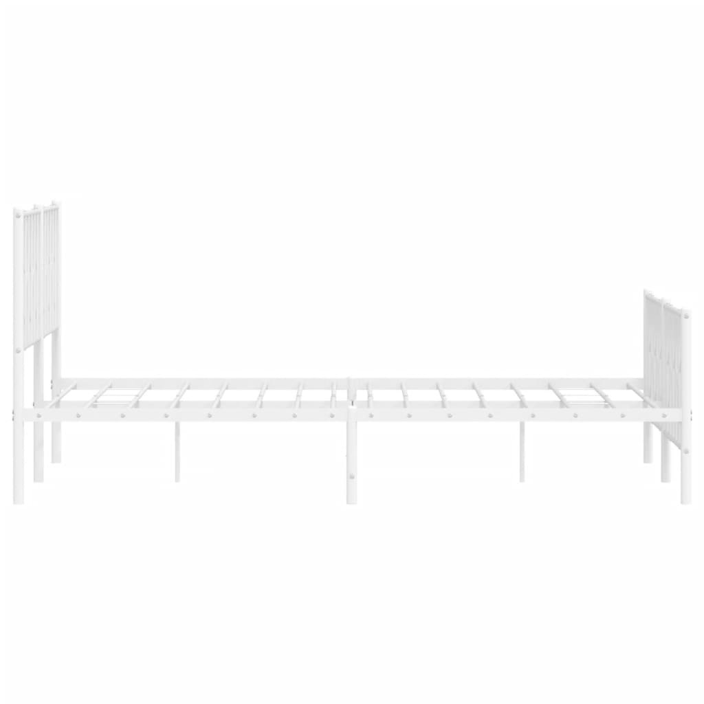 Metal Bed Frame without Mattress with Footboard White 160x200cm