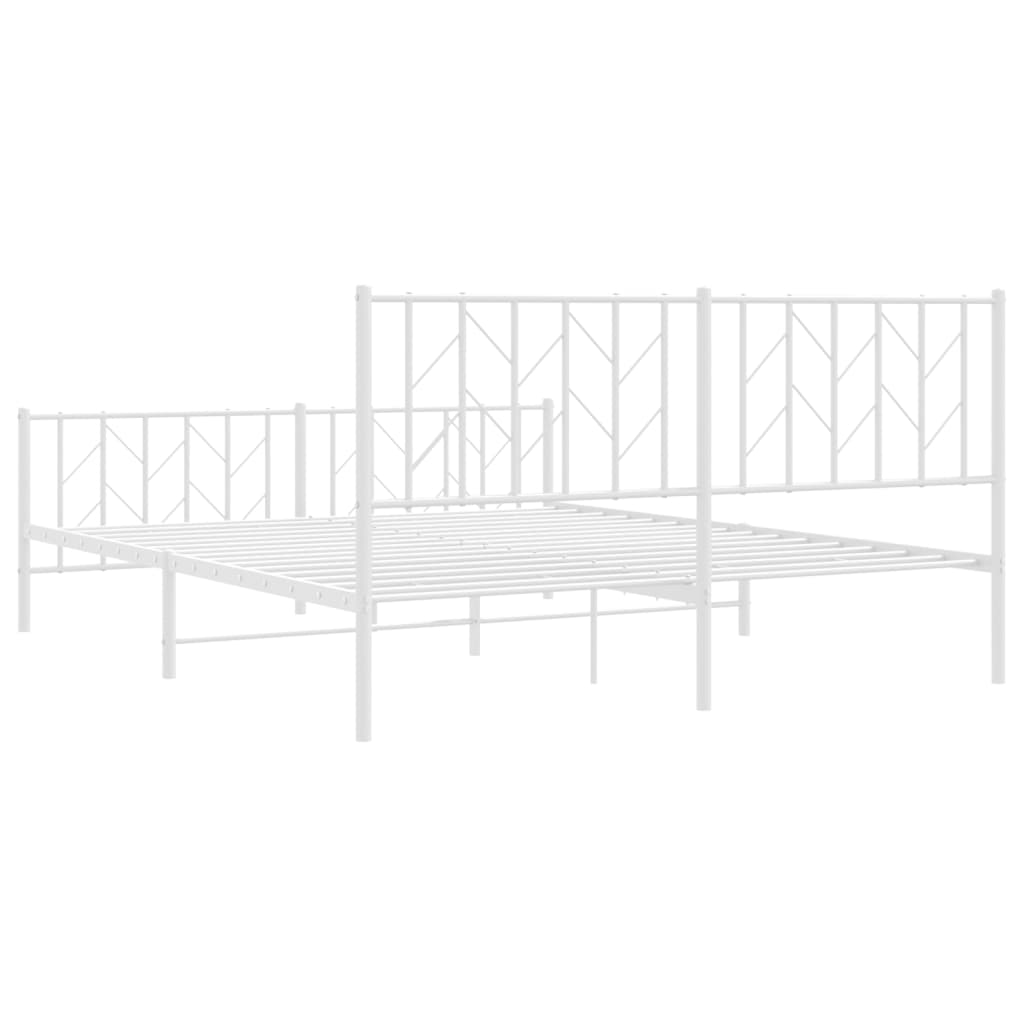 Metal Bed Frame without Mattress with Footboard White 160x200cm