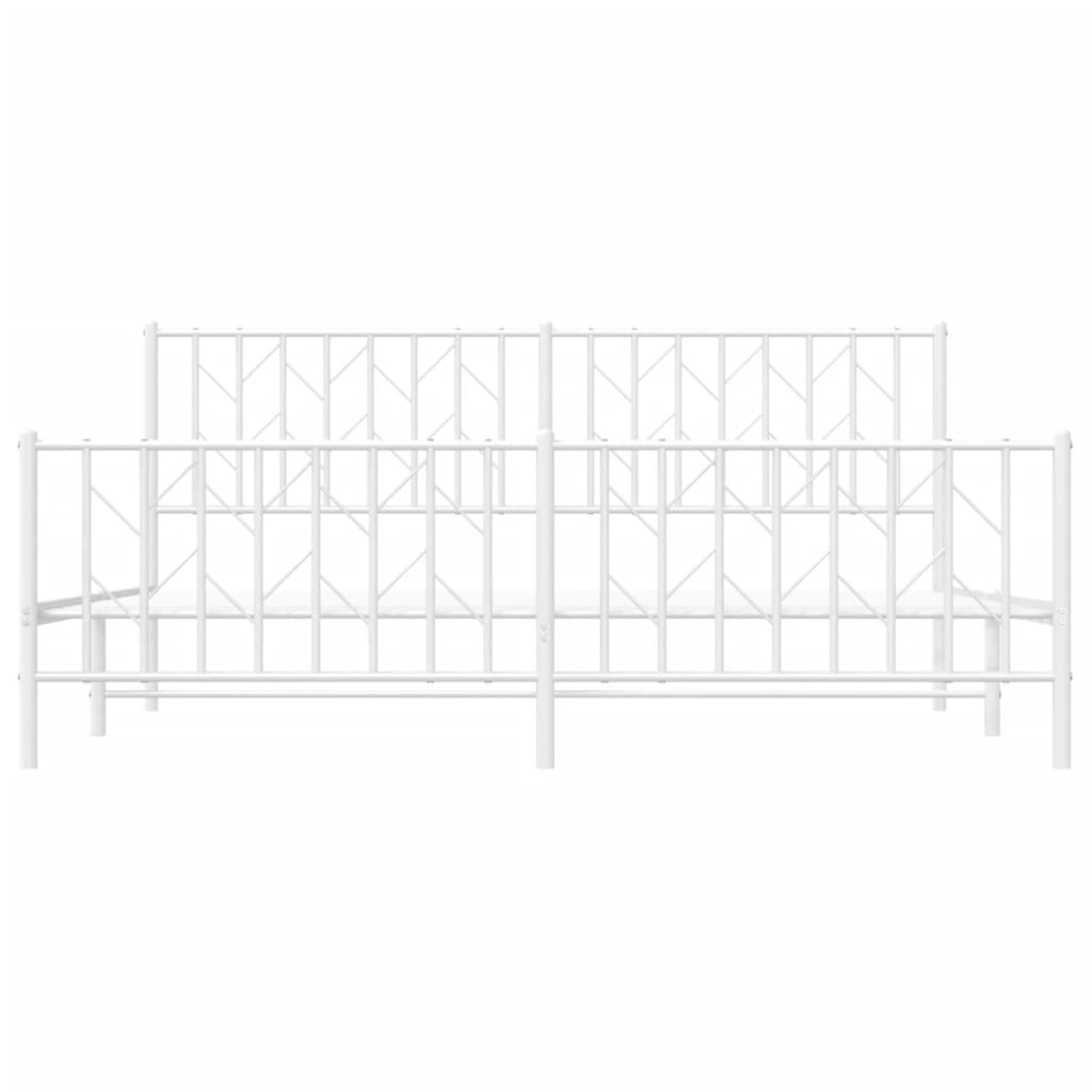 Metal Bed Frame without Mattress with Footboard White 180x200cm