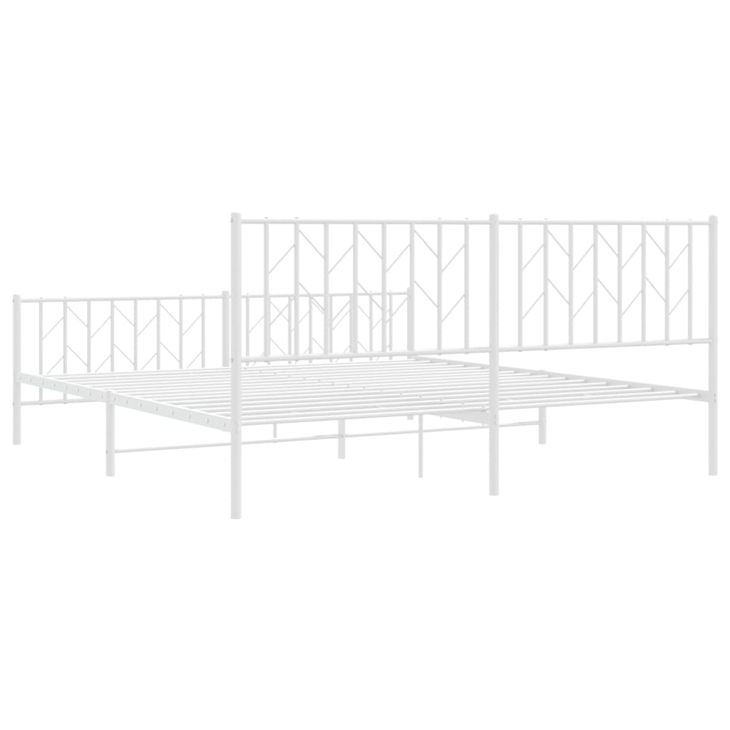 Metal Bed Frame without Mattress with Footboard White 180x200cm