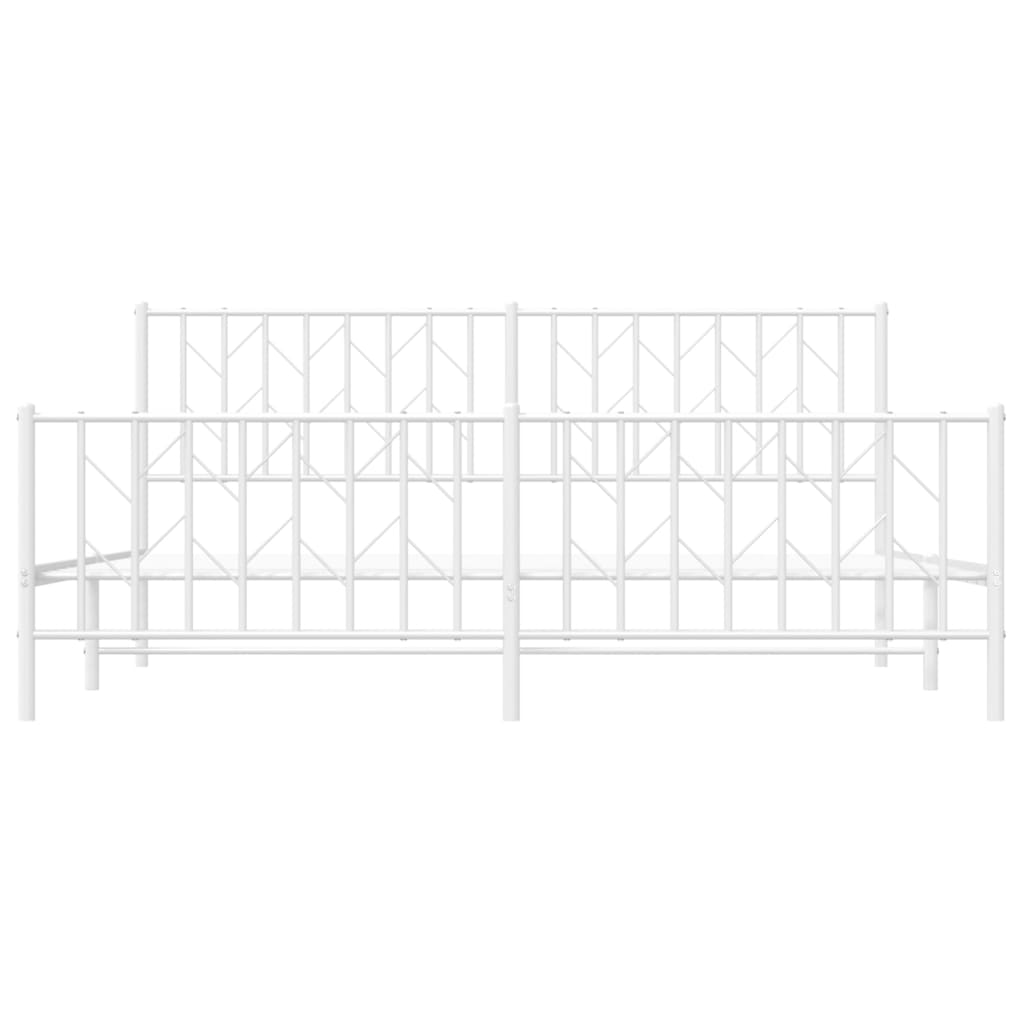 Metal Bed Frame without Mattress with Footboard White 183x213cm