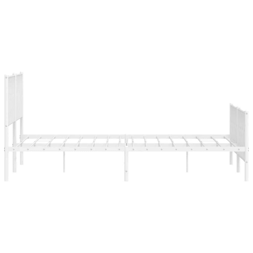 Metal Bed Frame without Mattress with Footboard White 183x213cm