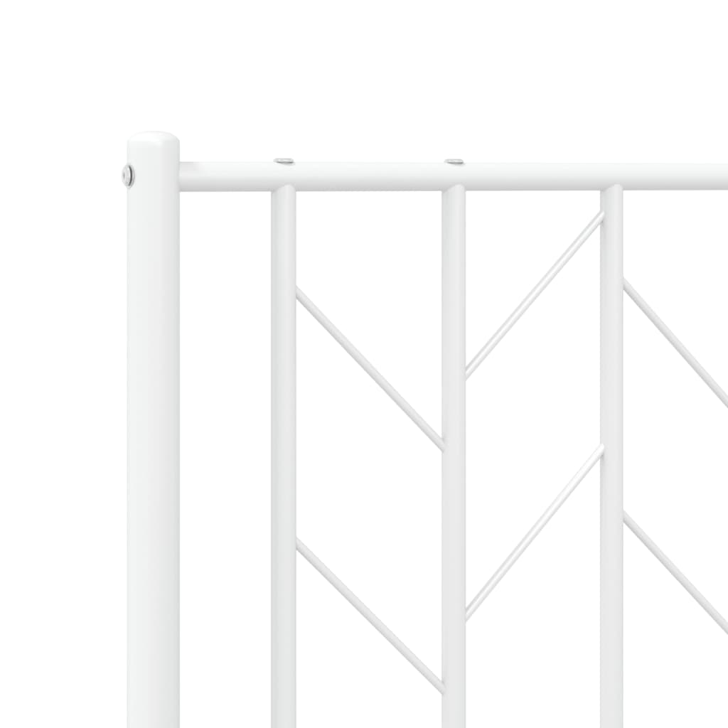 Metal Bed Frame without Mattress with Footboard White 183x213cm