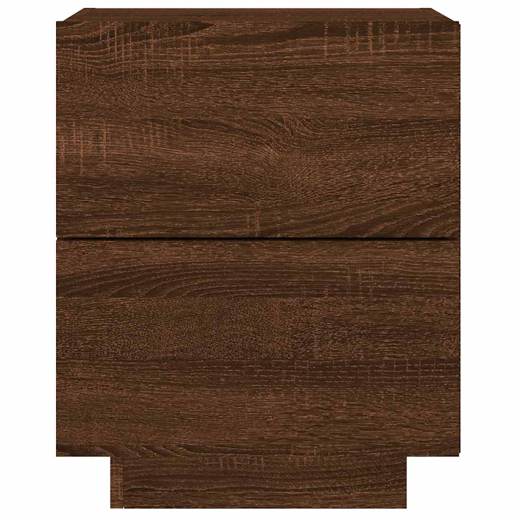 Bedside Cabinets with LED Lights 2 pcs Brown Oak Engineered Wood