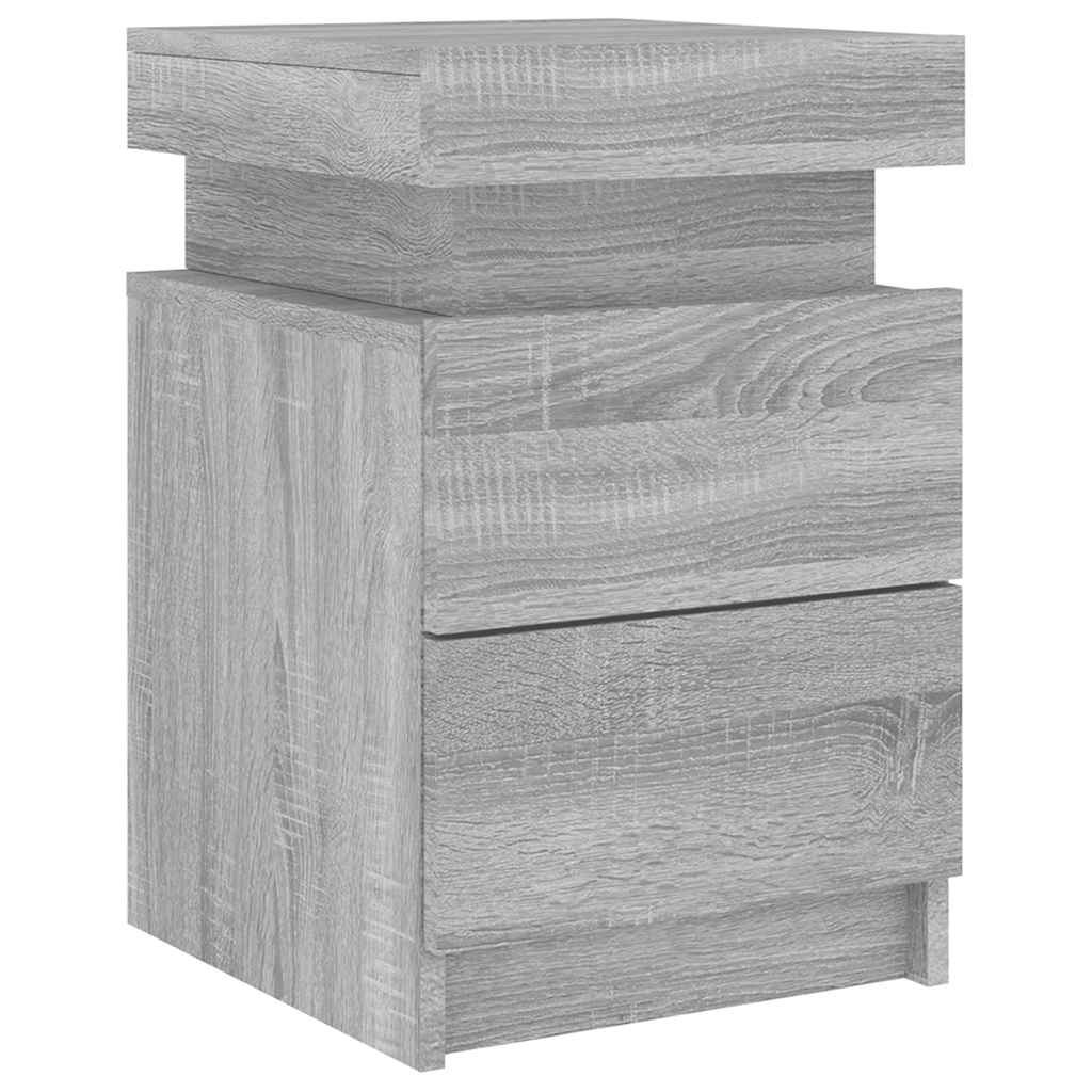 Bedside Cabinet with LED Lights Grey Sonoma 35x39x55 cm