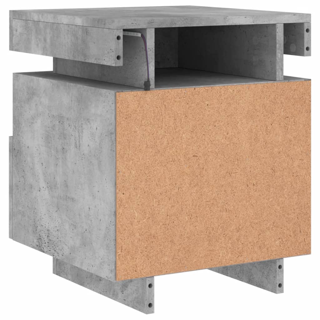 Bedside Cabinet with LED Lights Concrete Grey 40x39x48.5 cm