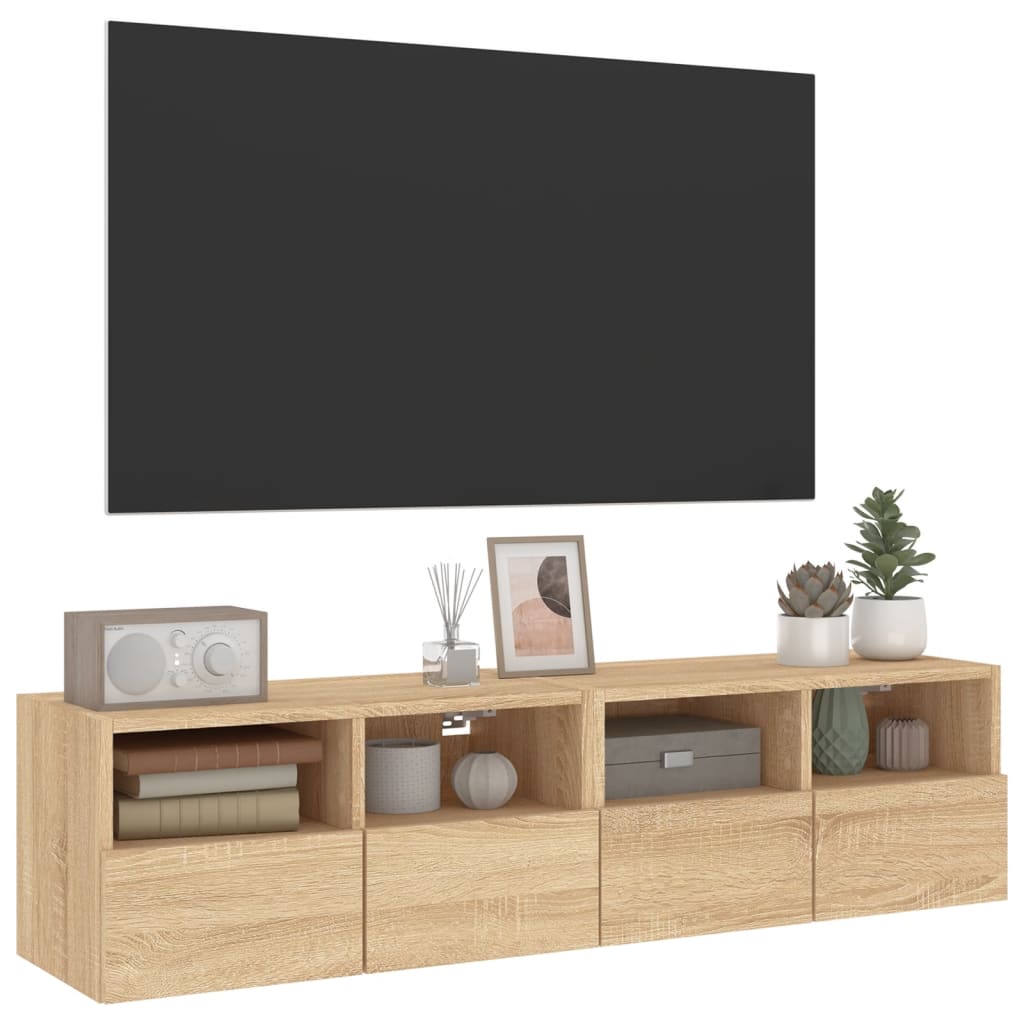 TV Wall Cabinets 2 pcs Sonoma Oak 60x30x30 cm Engineered Wood