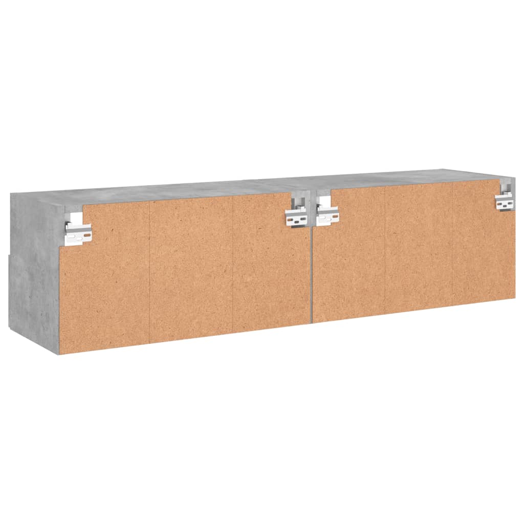 TV Wall Cabinets 2 pcs Concrete Grey 60x30x30 cm Engineered Wood
