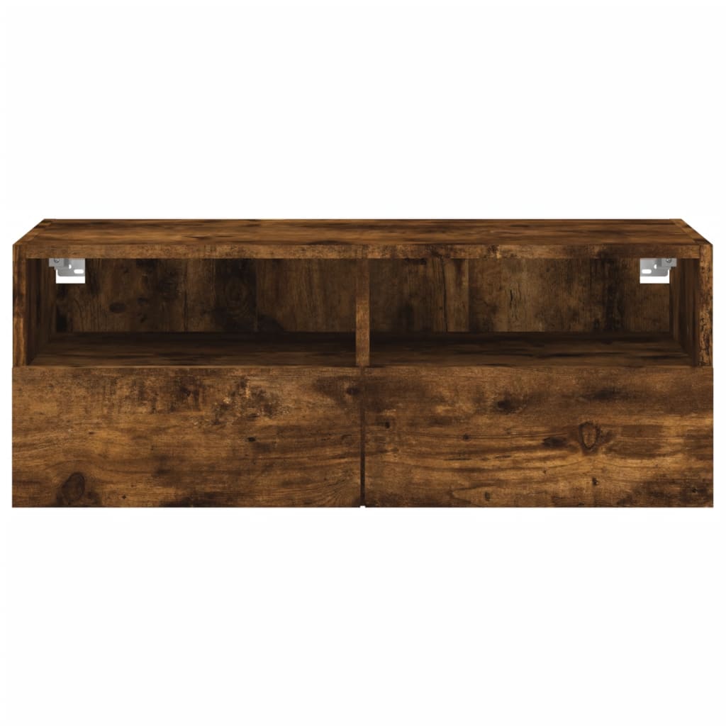 TV Wall Cabinet Smoked Oak 80x30x30 cm Engineered Wood
