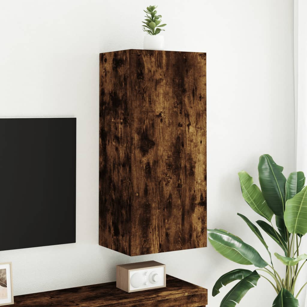 TV Wall Cabinet Smoked Oak 40.5x30x90 cm Engineered Wood