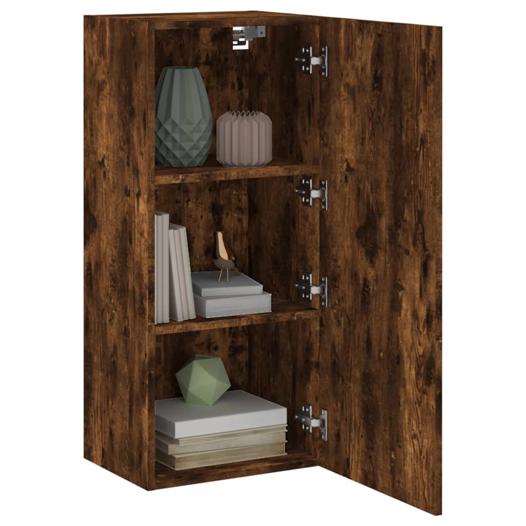 TV Wall Cabinet Smoked Oak 40.5x30x90 cm Engineered Wood