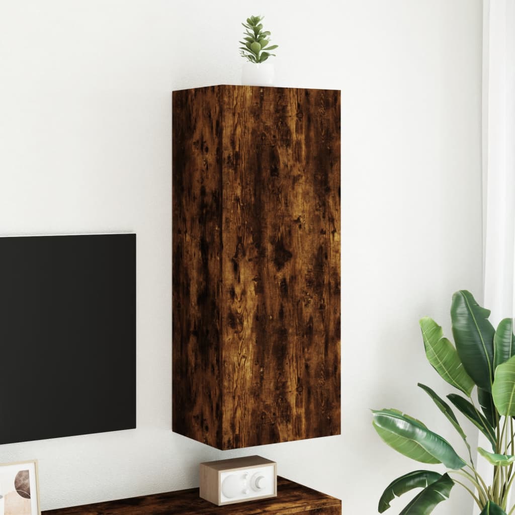 TV Wall Cabinet Smoked Oak 40.5x30x102 cm Engineered Wood