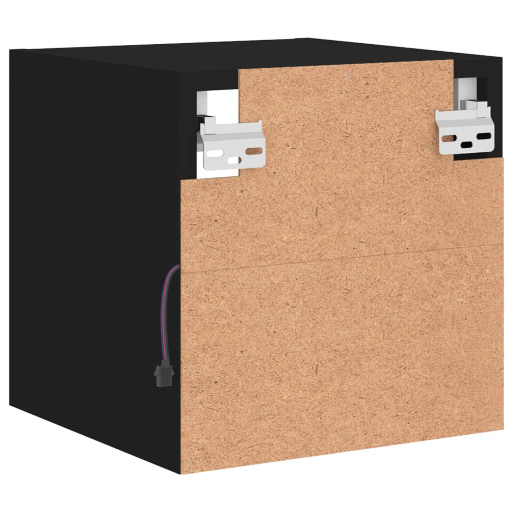 TV Wall Cabinet with LED Lights Black 30x28.5x30 cm