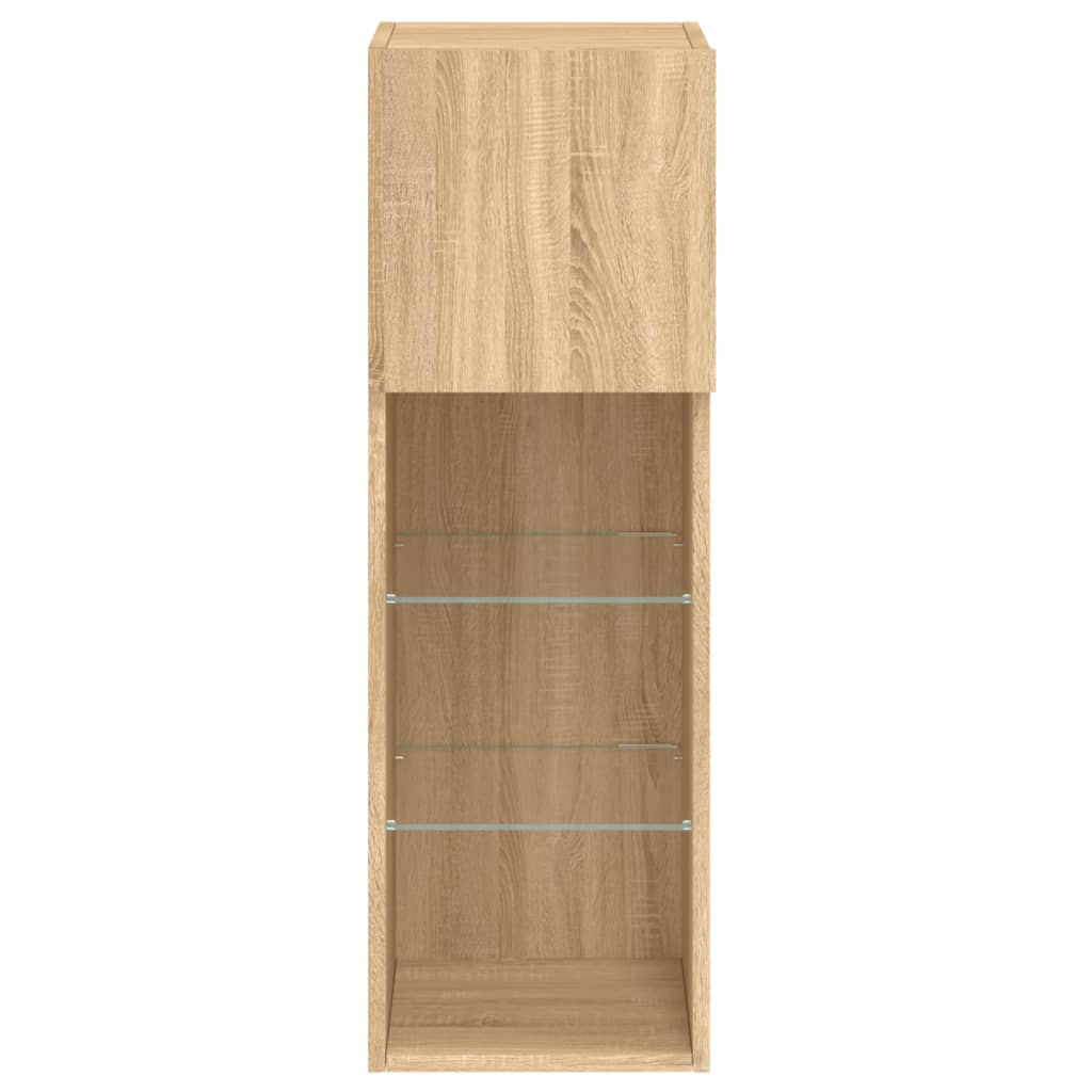 TV Cabinets with LED Lights 2 pcs Sonoma Oak 30.5x30x90 cm