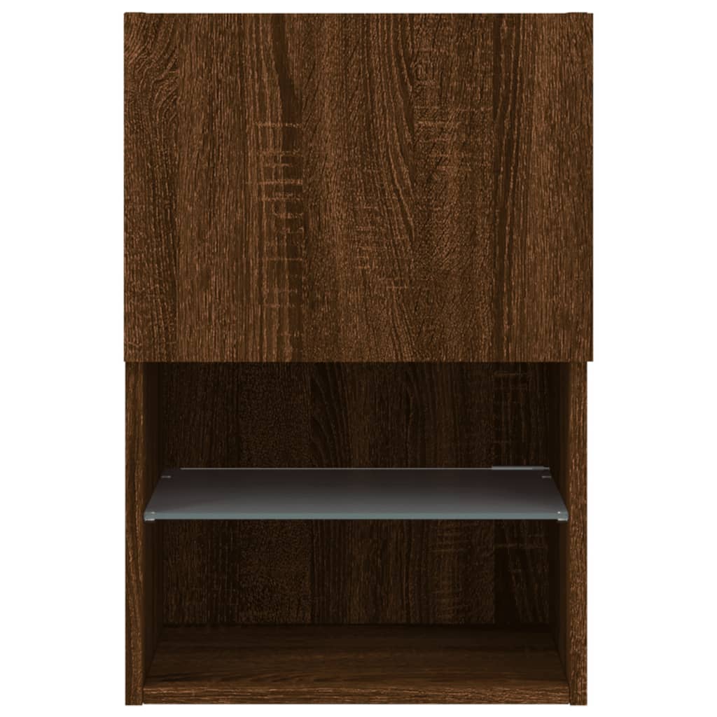 TV Cabinets with LED Lights 2 pcs Brown Oak 40.5x30x60 cm