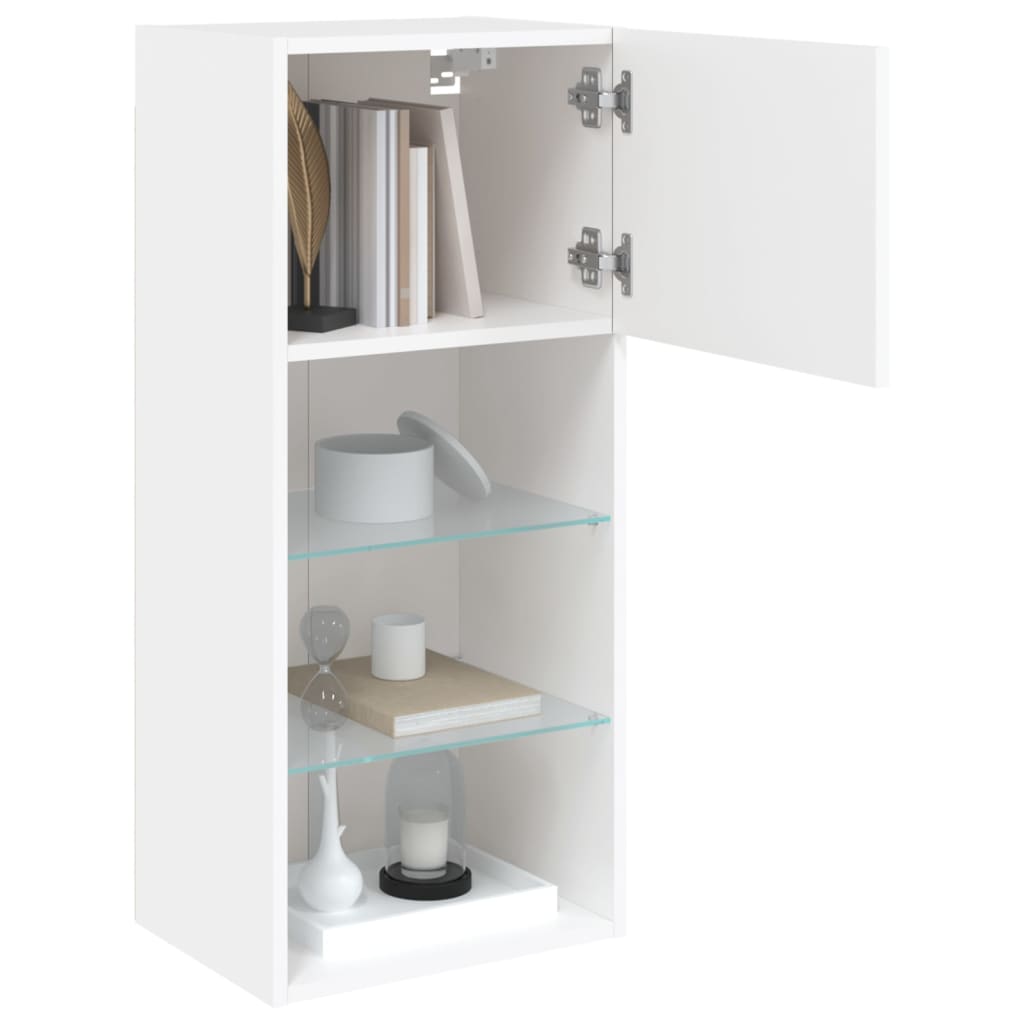 TV Cabinet with LED Lights White 40.5x30x90 cm
