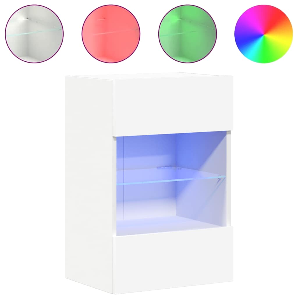 Wall Cabinets with LED Lights for TV 2 pcs White 40x30x60.5 cm