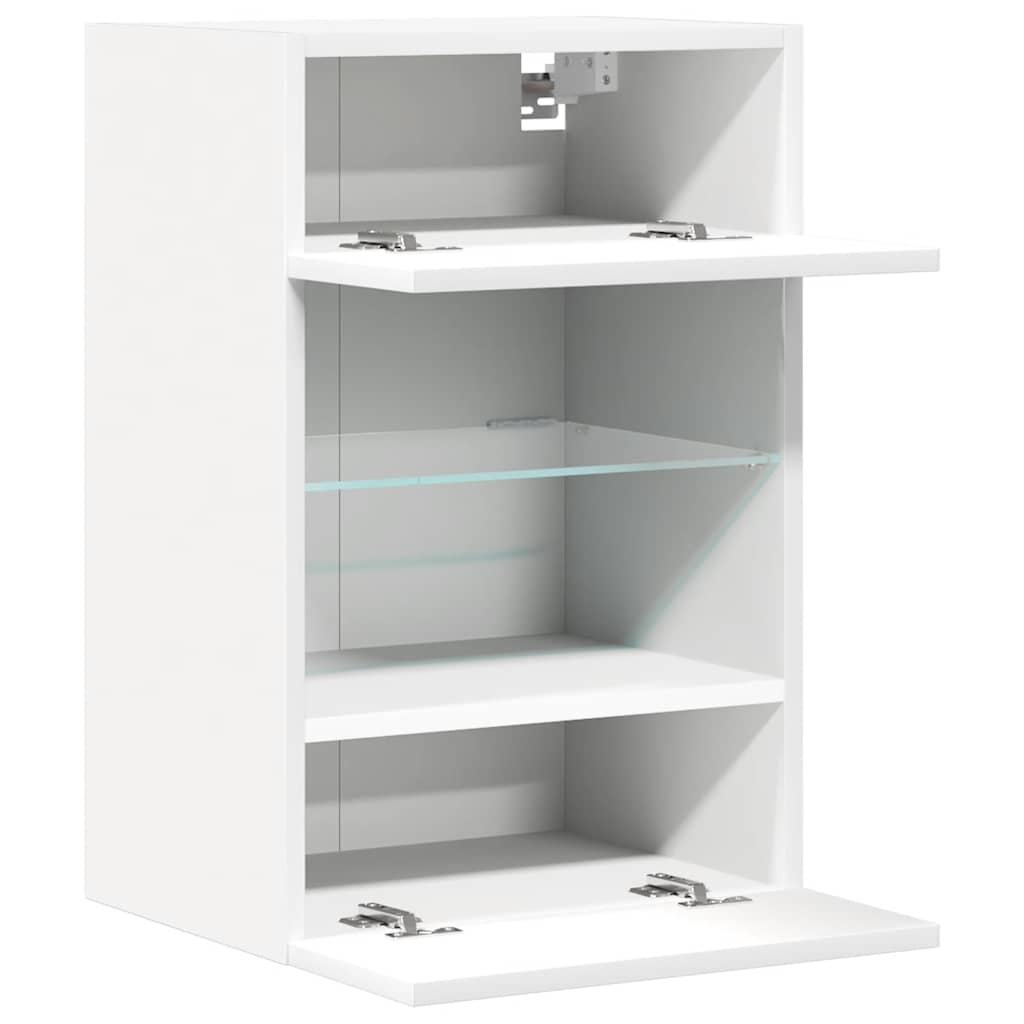 Wall Cabinets with LED Lights for TV 2 pcs White 40x30x60.5 cm