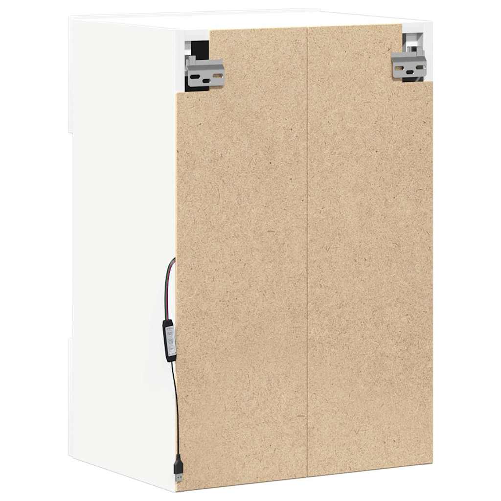 Wall Cabinets with LED Lights for TV 2 pcs White 40x30x60.5 cm
