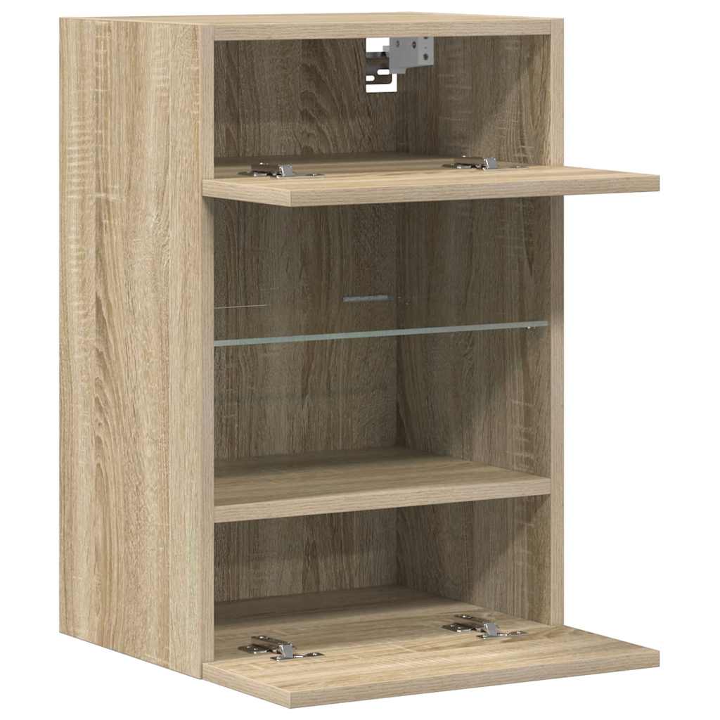 Wall Cabinets with LED Lights for TV 2 pcs Sonoma Oak 40x30x60.5 cm