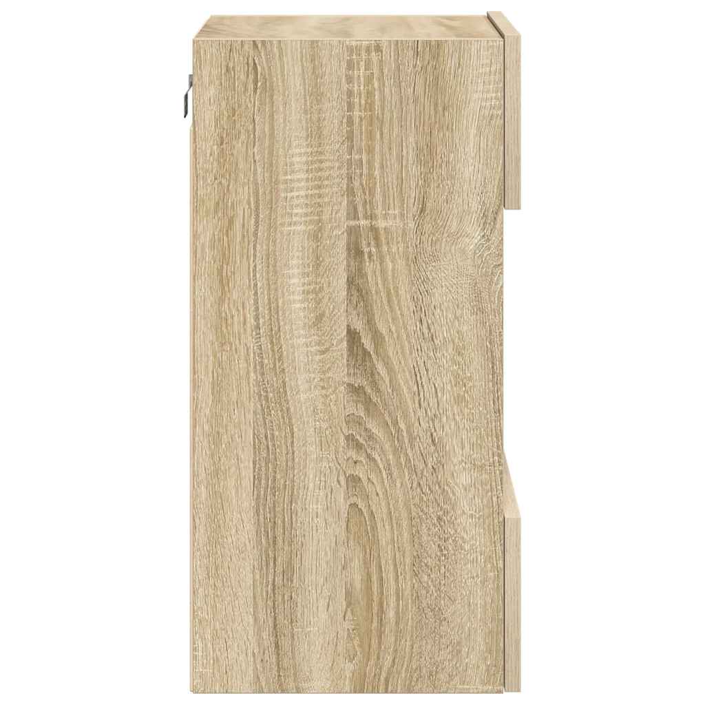 Wall Cabinets with LED Lights for TV 2 pcs Sonoma Oak 40x30x60.5 cm