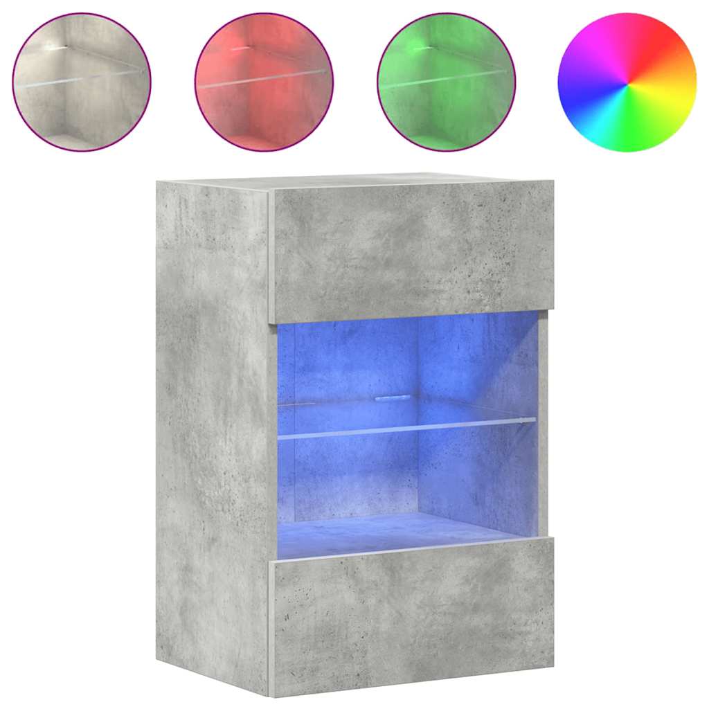 Wall Cabinets with LED Lights for TV 2 pcs Concrete Grey 40x30x60.5 cm