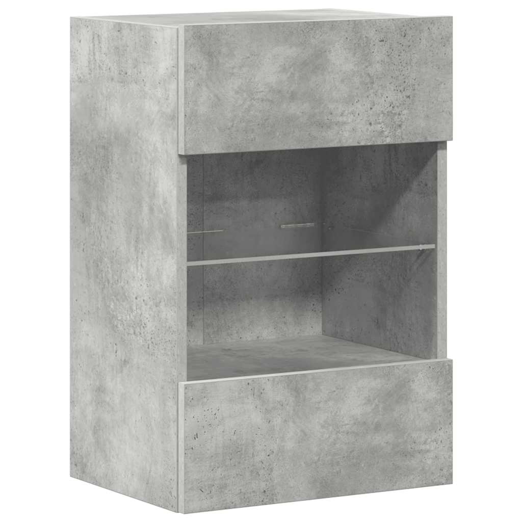 Wall Cabinets with LED Lights for TV 2 pcs Concrete Grey 40x30x60.5 cm