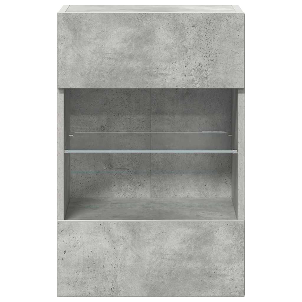 Wall Cabinets with LED Lights for TV 2 pcs Concrete Grey 40x30x60.5 cm