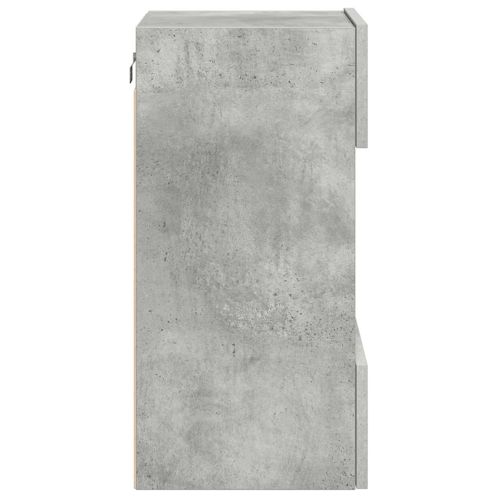 Wall Cabinets with LED Lights for TV 2 pcs Concrete Grey 40x30x60.5 cm