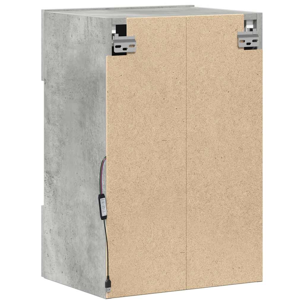 Wall Cabinets with LED Lights for TV 2 pcs Concrete Grey 40x30x60.5 cm