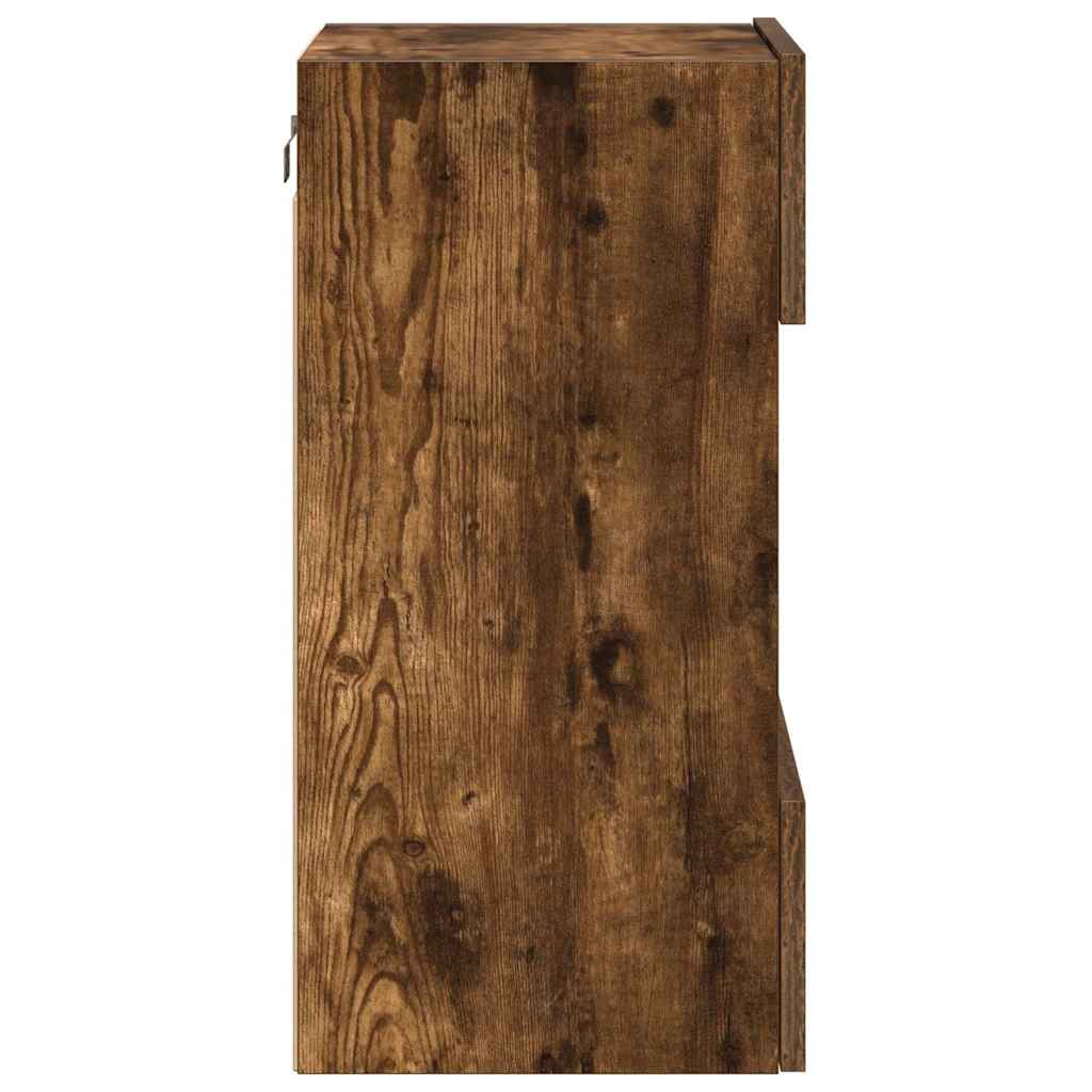 Wall Cabinets with LED Lights for TV 2 pcs Smoked Oak 40x30x60.5 cm
