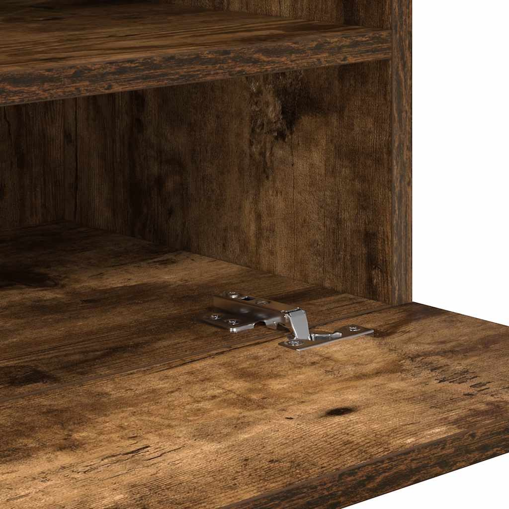 Wall Cabinets with LED Lights for TV 2 pcs Smoked Oak 40x30x60.5 cm