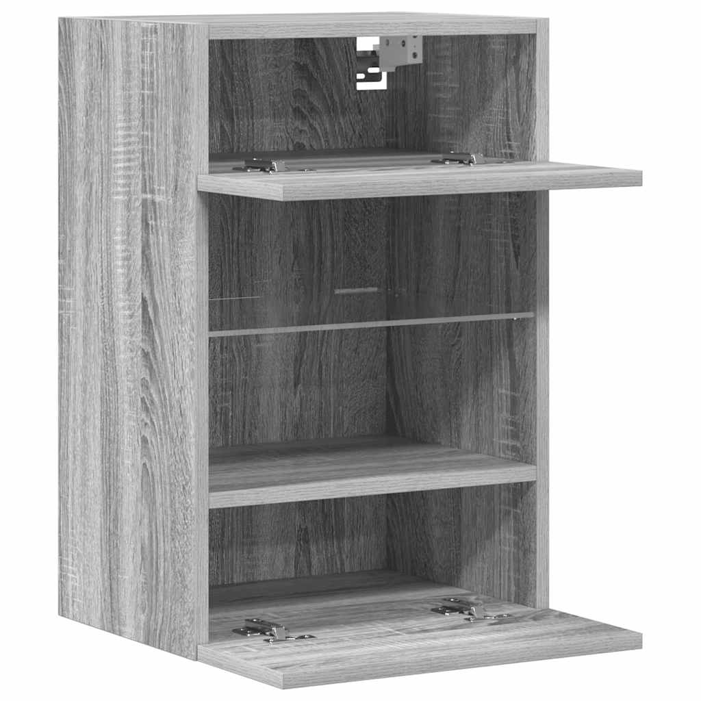 Wall Cabinets with LED Lights for TV 2 pcs Grey Sonoma 40x30x60.5 cm