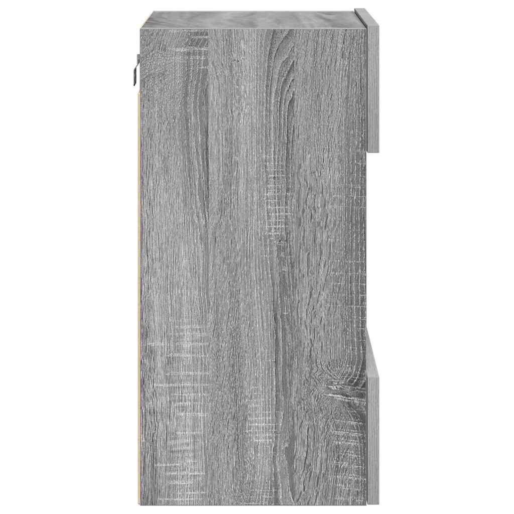 Wall Cabinets with LED Lights for TV 2 pcs Grey Sonoma 40x30x60.5 cm