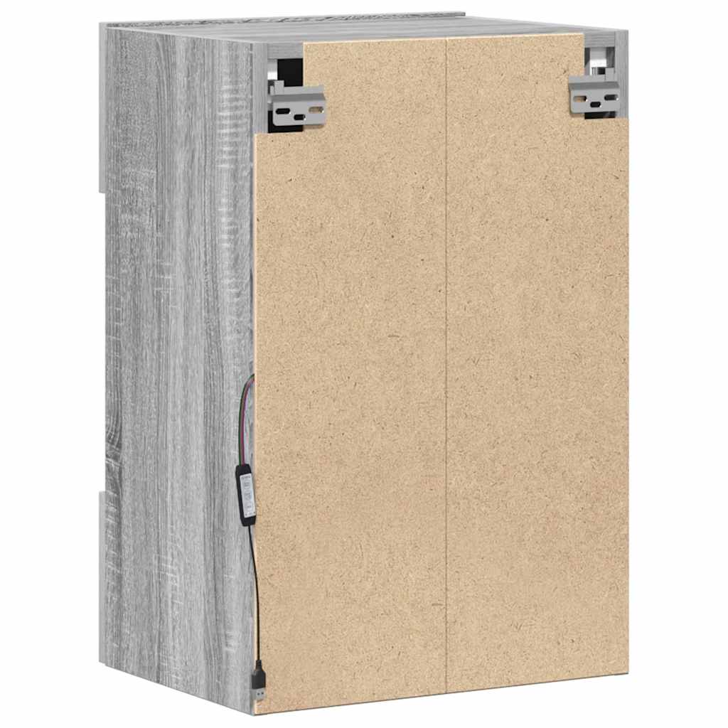 Wall Cabinets with LED Lights for TV 2 pcs Grey Sonoma 40x30x60.5 cm