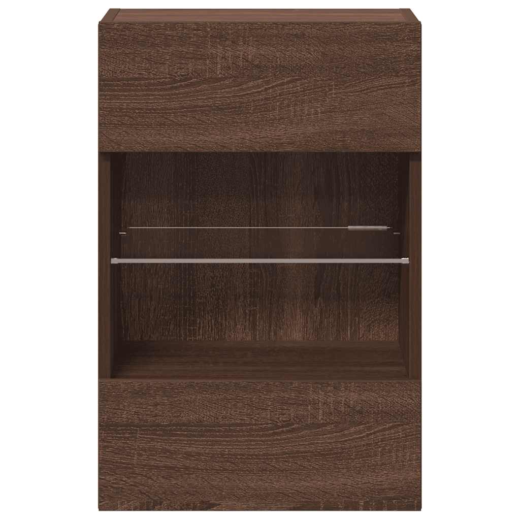 Wall Cabinets with LED Lights for TV 2 pcs Brown Oak 40x30x60.5 cm