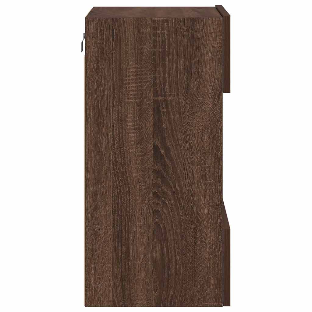 Wall Cabinets with LED Lights for TV 2 pcs Brown Oak 40x30x60.5 cm