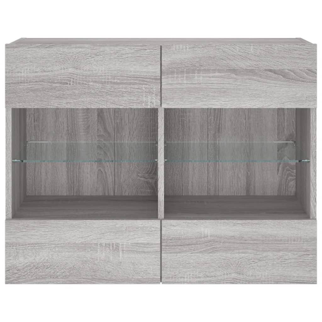 TV Wall Cabinet with LED Lights Grey Sonoma 78.5x30x60.5 cm