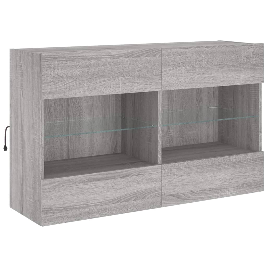 TV Wall Cabinet with LED Lights Grey Sonoma 98.5x30x60.5 cm