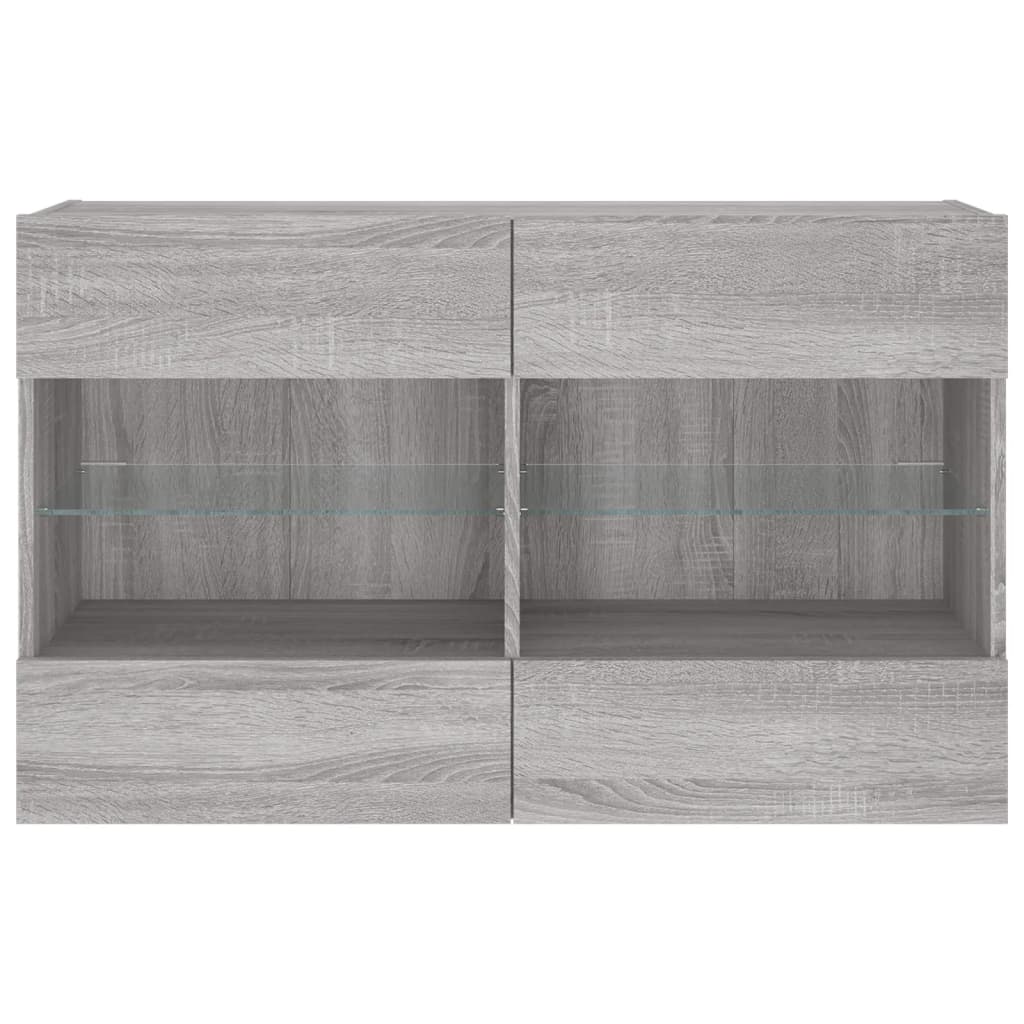 TV Wall Cabinet with LED Lights Grey Sonoma 98.5x30x60.5 cm