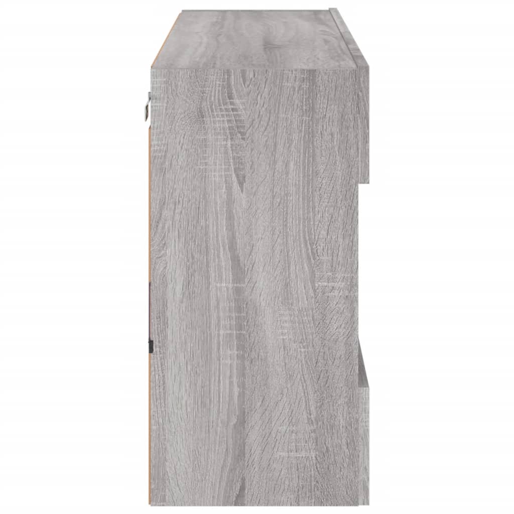 TV Wall Cabinet with LED Lights Grey Sonoma 98.5x30x60.5 cm