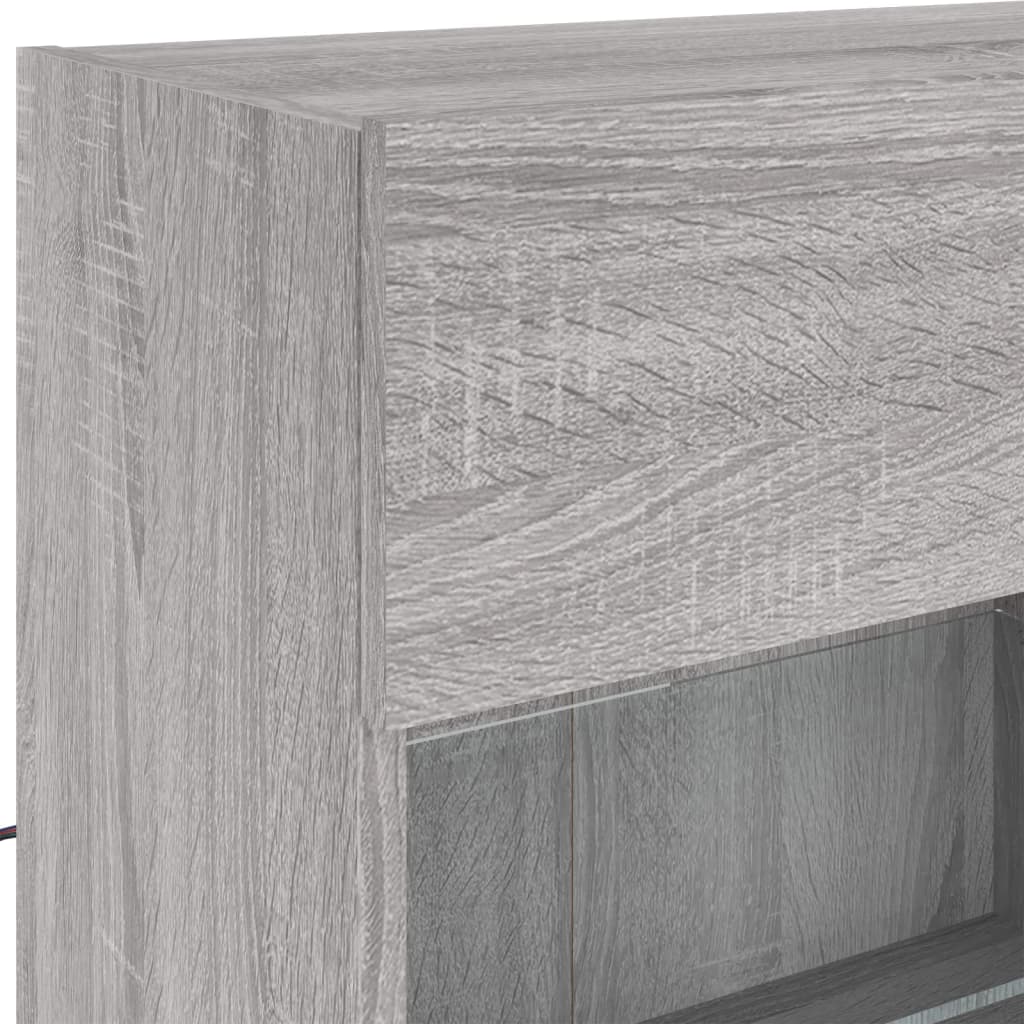 TV Wall Cabinet with LED Lights Grey Sonoma 98.5x30x60.5 cm