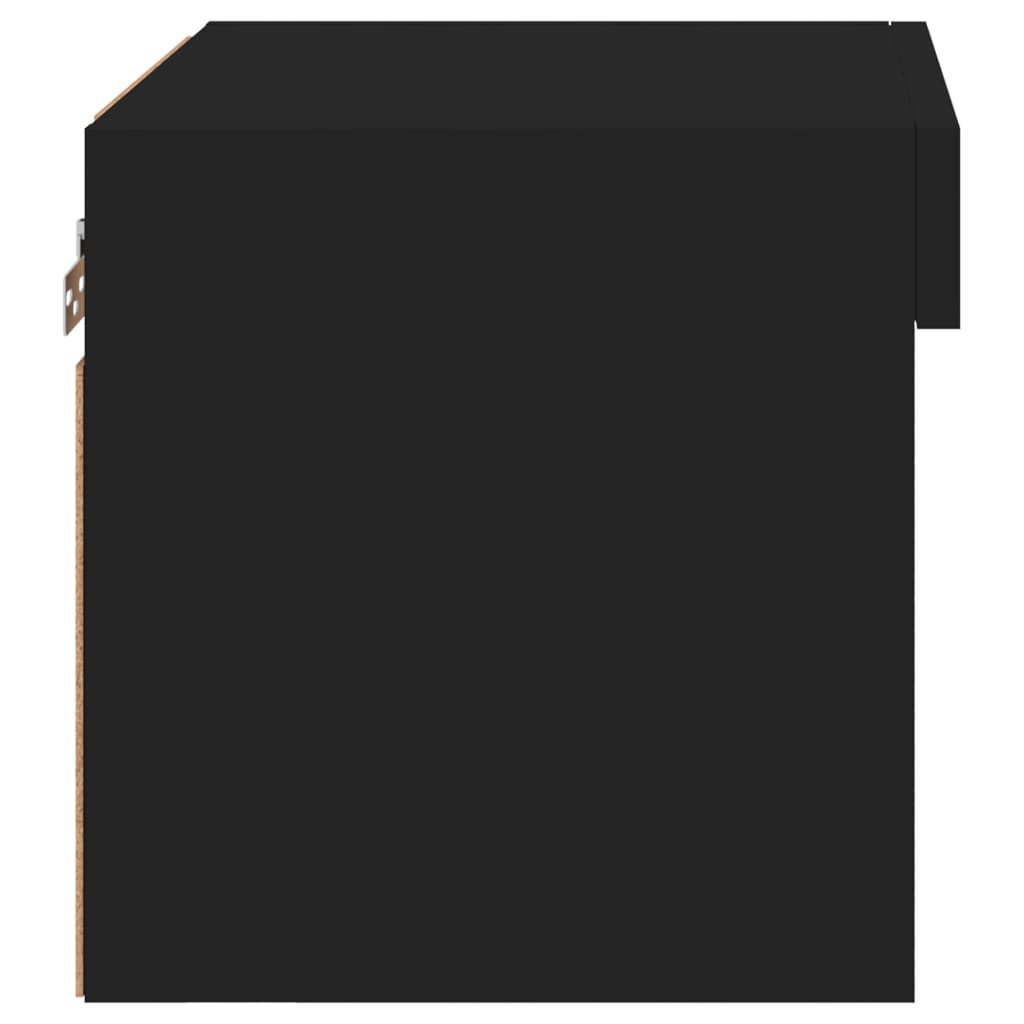 Bedside Cabinets with LED Lights Wall-mounted 2 pcs Black