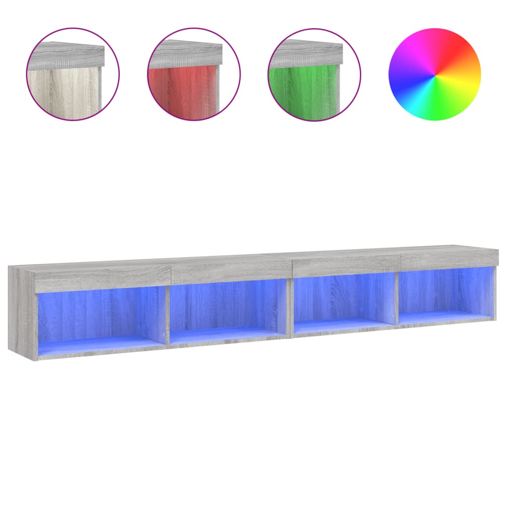 TV Cabinets with LED Lights 2 pcs Grey Sonoma 100x30x30 cm