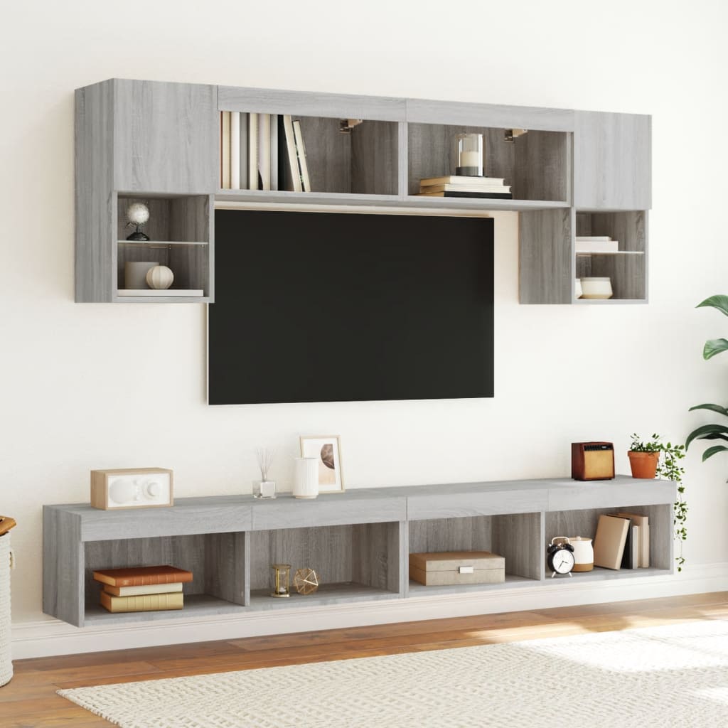 TV Cabinets with LED Lights 2 pcs Grey Sonoma 100x30x30 cm