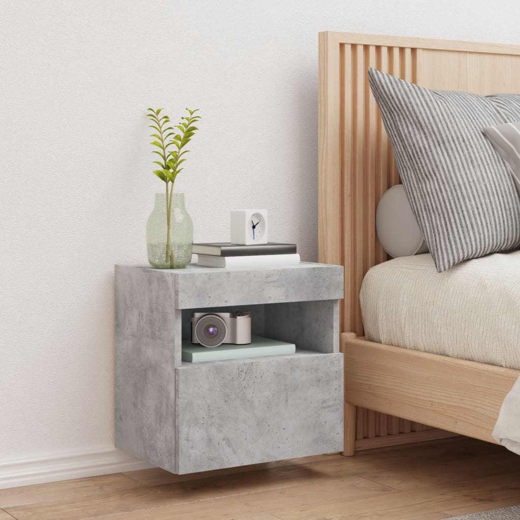 TV Wall Cabinet with LED Lights Concrete Grey 40x30x40 cm